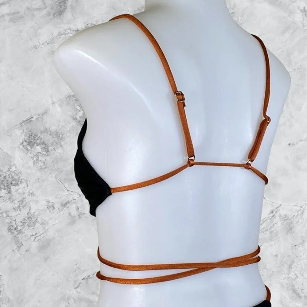 Camila Coelho Angelo Top and Bottom - Black & Camel